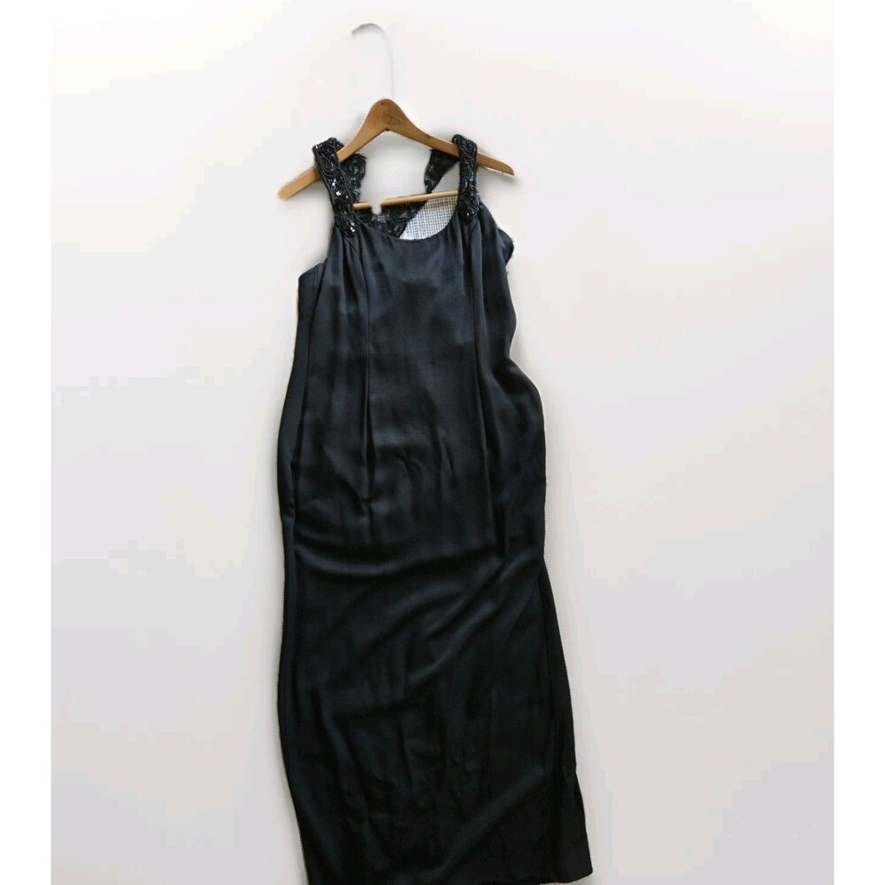 Vintage Gunne Sax Jessica Scott McClintock Black Long Sheath Long Dress 12(8)